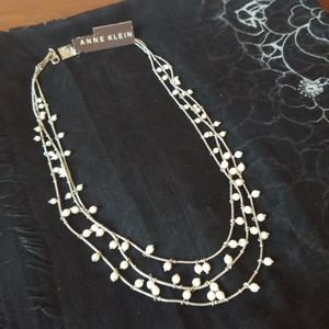 Anne Klein NWT Layered Silver Necklace w/ Pearls